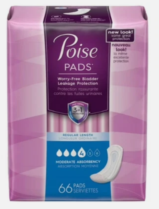 Poise (33558) Moderate Absorbency Incontinence Pads - Pack of 66