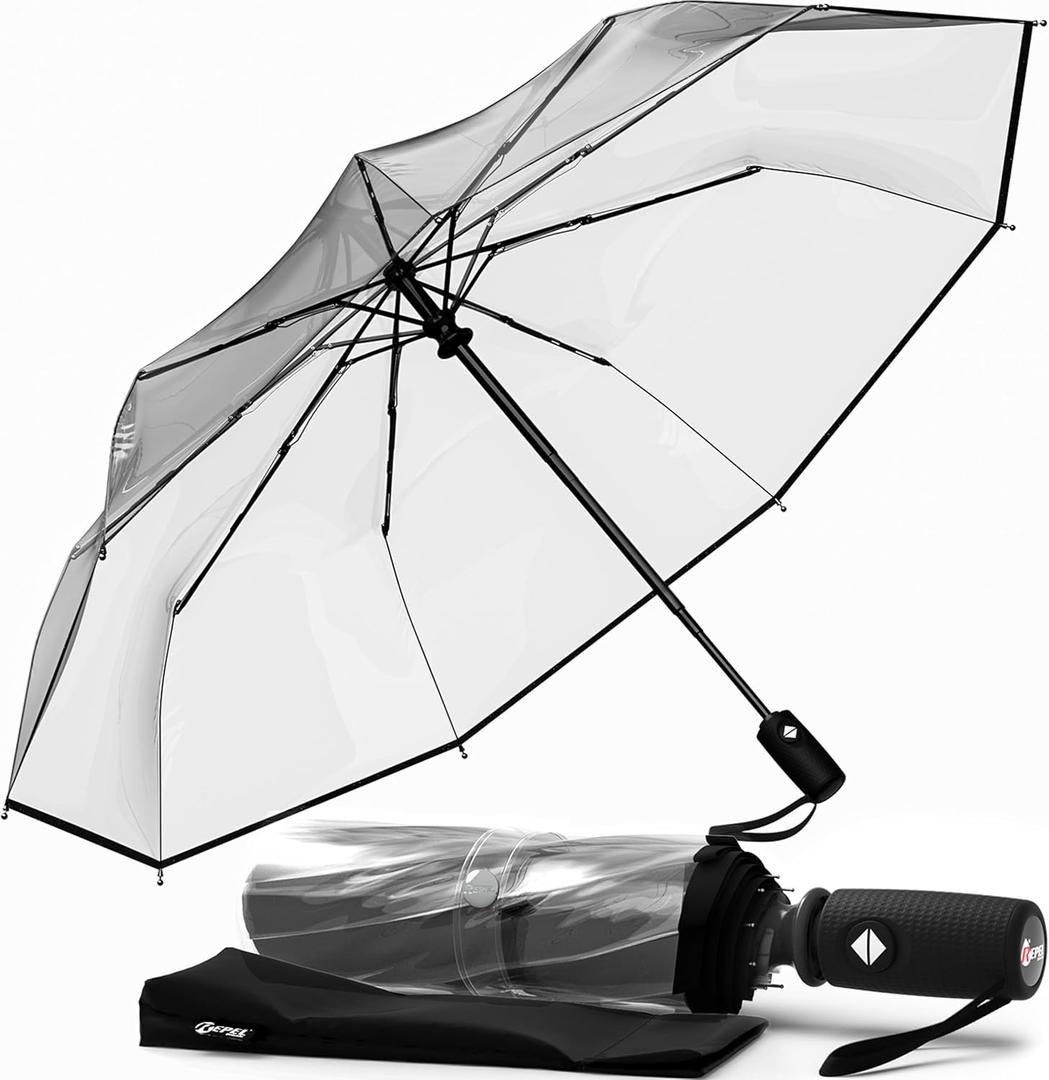 REPEL Windproof Travel Umbrella - Compact & Withstands Winds up to 85MPH, Strongest Premium Auto Folding Umbrella for Rain and Sun - Durable, Light & Portable for Women & Men, Fits Backpack & Cars