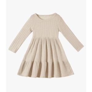 Toddler Baby Girl Long Sleeve Dress Girls Knit Sweater Dresses Tiered Kids Swing Holiday Clothes Fall Winter, 120
