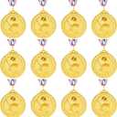 Abaokai 12 Pieces Gold Award Baseball Medals for Kids Sports Games, Party Favors, 2 Inches