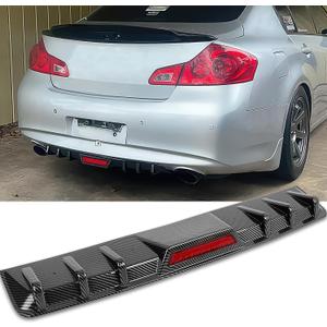 DREAMOTOR 34" Car Rear Bumper Lip with Brake Light, Universal Rear Diffuser Spoiler Compatible with Infiniti Ford Toyota Corolla Nissan Altima Dodge Charger SXT Chevy Camaro VW Acura (with LED Light)