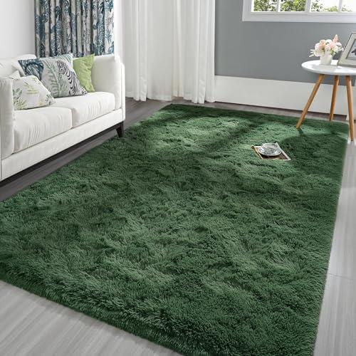 Pettop Fluffy Deep Green Area Rug for Bedroom Living Room, 72'x25' Super Soft Shaggy Plush Fuzzy Rugs for Girls Kids Boys, Non-Slip and Washable Rug for Nursery Classroom, Carpet for Rooms Decor