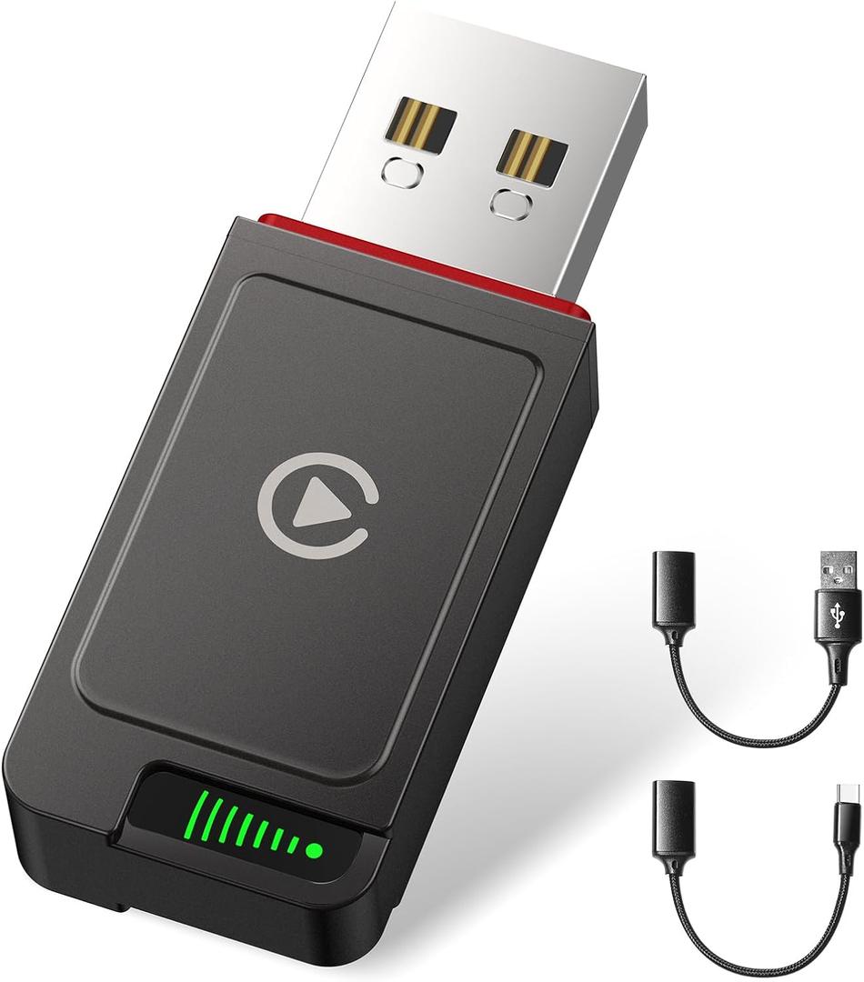 Wireless CarPlay Adapter for iPhone, Metal Housing, Convert Wired to Wireless, USB/Type-C Design for Cars with Built-in Wired CarPlay, Plug & Play, Stable & Fast, for iOS 10+ (CTC1)