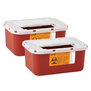 Caring 1 Gallon Sharps Container, Lockable Needle & Syringe Disposal Box, Ideal for Safe Medical Waste Disposal, Large Needle Disposal Container for Home and Medical Use, Compact Design