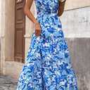 BTFBM Women Summer Dresses Casual Sleeveless Floral Maxi Dresses (S)