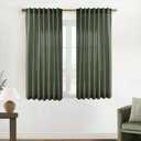 XTMYI Short Curtains for Bathroom Window,Dark Olive Green Boho Bathroom Decor Shower,Sheer Linen Kitchen Curtains,45 Inch Length (Loden), 50"W x 45"L