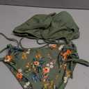 ZAFUL Women Tankini Set, Ribbed High Cut Surplice Swimsuit Bathing Suit with Spaghetti Straps, Green, S