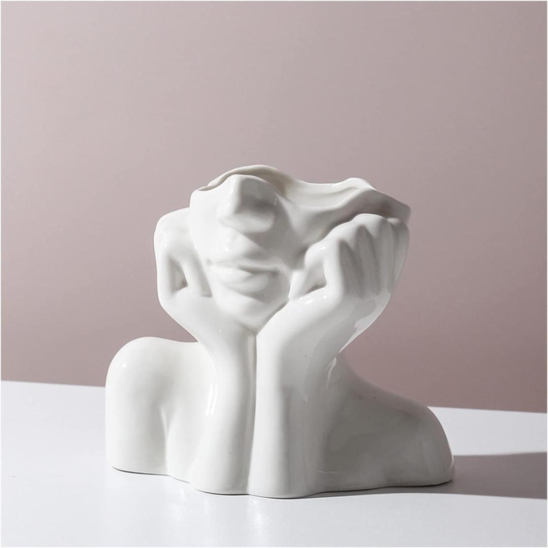 White Face Vase Unique Ceramic Vase for Home Decor