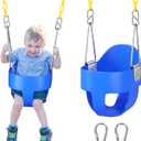 DECORLIFE Toddler Swing Seat, Outdoor Baby Swing with Coated Chains, Heavy Duty High Back Full Bucket Swing Chair with Ant-Loosening Carabiners, Fully Assembled Swingset Accessories for Backyard, Blue