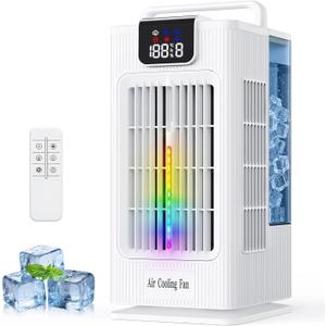 Portable Air Conditioners, 2000ML Personal Air Conditioner, Mini Air Conditioner, Evaporative Air Cooler Fan with 120 Oscillation, 7 RGB Light Modes, 4 Speeds & 1-8H Timer for Bedroom Office