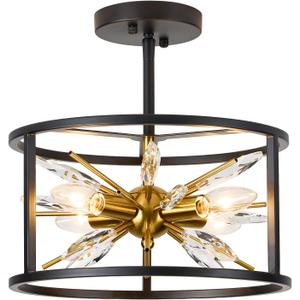 Semi-Flush Mount Ceiling Light - Crystal Ceiling Light Fixture 12-inch 4-Light Close to Ceiling Lights - E12 Hallway Ceiling Lighting - for Living Room Bedroom Kitchen Foyer C2062-4 Semi-Flush Mount Ceiling Light - Crystal Ceiling Light Fixture 12-inch 4-Light Close to Ceiling Lights - E12 Hallway Ceiling Lighting - for Living Room Bedroom Kitchen Foyer C2062-4