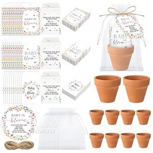 Reallnaive Baby Shower Party Favors Baby in Bloom Envelopes Seed Packets Include 24 Mini Terracotta Pots Seed Packets 24 Self Adhesive Envelopes Thank You Tags Gifts for Party(Wildflower)