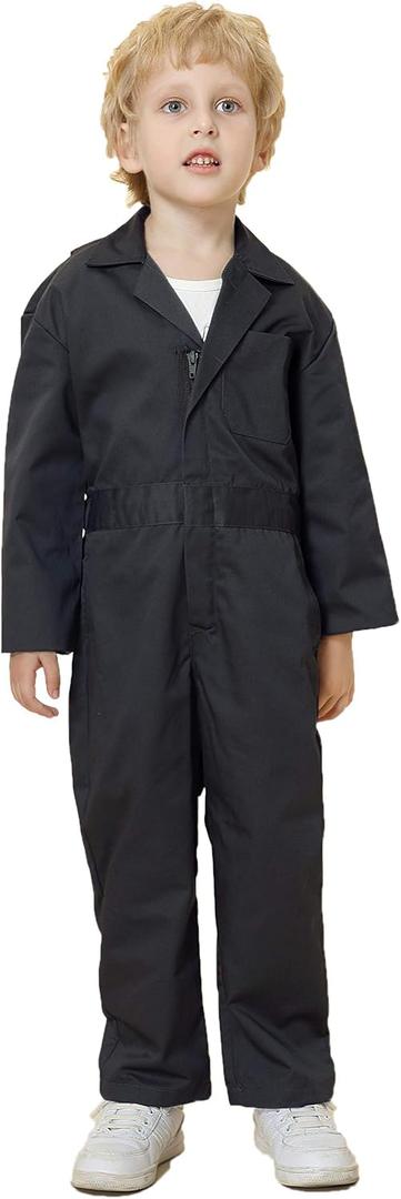 TOPTIE Kid's Coverall for Boys Mechanic Christmas Halloween Suit Costume Toddler Flightsuit-Black-9/10Y