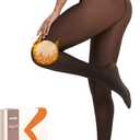 Arkim Fleece Lined Tights S/ M/ L Crotch 1 Seam Line True Translucent Thermal Tights Winter Leggings Pantyhose Sheer Tights(Black-Fleece, M)