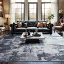 Area Rug 8x10 Washable Rugs Modern Abstract Area Rug Soft Non-Slip Non-Shedding Faux Wool Stain Resistant Floor Carpets for Living Room Bedroom Dining Room Kids Room Home Office (Grey and Black)