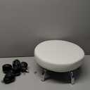 Modern Roller Seat PU Leather Low Round Rolling Stool 360 Swivel Small Stool with Universal Caster Wheels for Home Office Garage Shop Fitness Sport H8.6" (White)