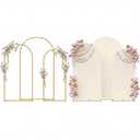 Metal Arch Backdrop Stand and Cover Set, 7.2FT, 6.6FT, 6FT Wedding Arch Frame, Easy to Assemble, Gold Arch Stand for Birthday, Party, Baby Shower, Graduation Ceremony(Beige)