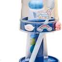 Kids Toothbrushes Holder with Cute Cup, with Kawaii Badge Sticker, Electric Toothbrush Holder for Kids Toddler, Tooth Brush Stand, Creative Bathroom Organizer Storage (Blue)