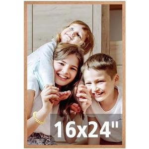 Gaevuian 16x24 frame Distressed Farmhouse Wood Pattern 16x24 poster frame,Horizontal and Vertical 24x16 picture frame,Plexiglass,Wall Mount Décor,Natural Wood,1Pack