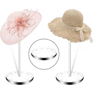 Acrylic Hat Display Stand 2 Pack- Thickened Base for Helmet, Wig, Cowboy hat, baseball cap, closet holder rack organizer (11.8Inch Height)