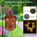 Solar Lantern Outdoor Hanging Lights Gifts for Women Mom Metal Garden Decor Outside Waterproof LED Lanterns for Patio(Butterfly-2pack)