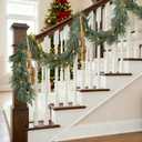 Fovths 6 Ft Christmas Garlands with Lights and Bells Real Touch Norfork Pine Garland Artificial Greenery Garlands for Christmas Mantle, Table Indoor Outdoor Decorations, Green