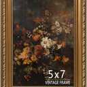 5x7 Vintage Gold Picture Frame, Ornate Antique Photo Frame 5 x 7 with HD Glass, Retro Decorative Frame for Tabletop or Wall Display, Classic Home Dcor - 1 Pack