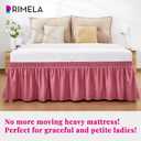 RIMELA Dusty Red Bed Skirt King Size 18 Inch Drop, Wrap Around Elastic Bedskirt, Dust Ruffle for Adjustable Bed Base Machine Washable Easy to Install Bed Skirts