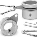 Flag Pole Rings, Aluminum Alloy Flagpole Rings 360 Rotating Anti Wrap Mounting Ring, Spinning Clips with Carabiner for 0.75-1.02 Inch Diameter- Pack of 2 (Matte Silver)