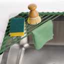 Tomorotec Compact Silicone-Coated Triangle Dish Drying Rack for Sink Corner - Foldable Stainless Steel Over-The-Sink Organizer and Storage Shelf (Army Green)