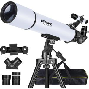 Telescope for Adults High Powered, 80mm Aperture 900mm Professional Refractor Telescope for Adults & Beginners, Compact and Portable Travel Telescopio with Carrying Bag and Designed Phone Adapter (Pearl White)