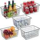 Wire Kitchen Storage Basket 5 Packs,Perfect Pantry Organization Accessories Basket,Laundry,Countertop Organization,Suitable for Kitchen,Bathroom,Bedroom,Tabletop,Stackable,Black