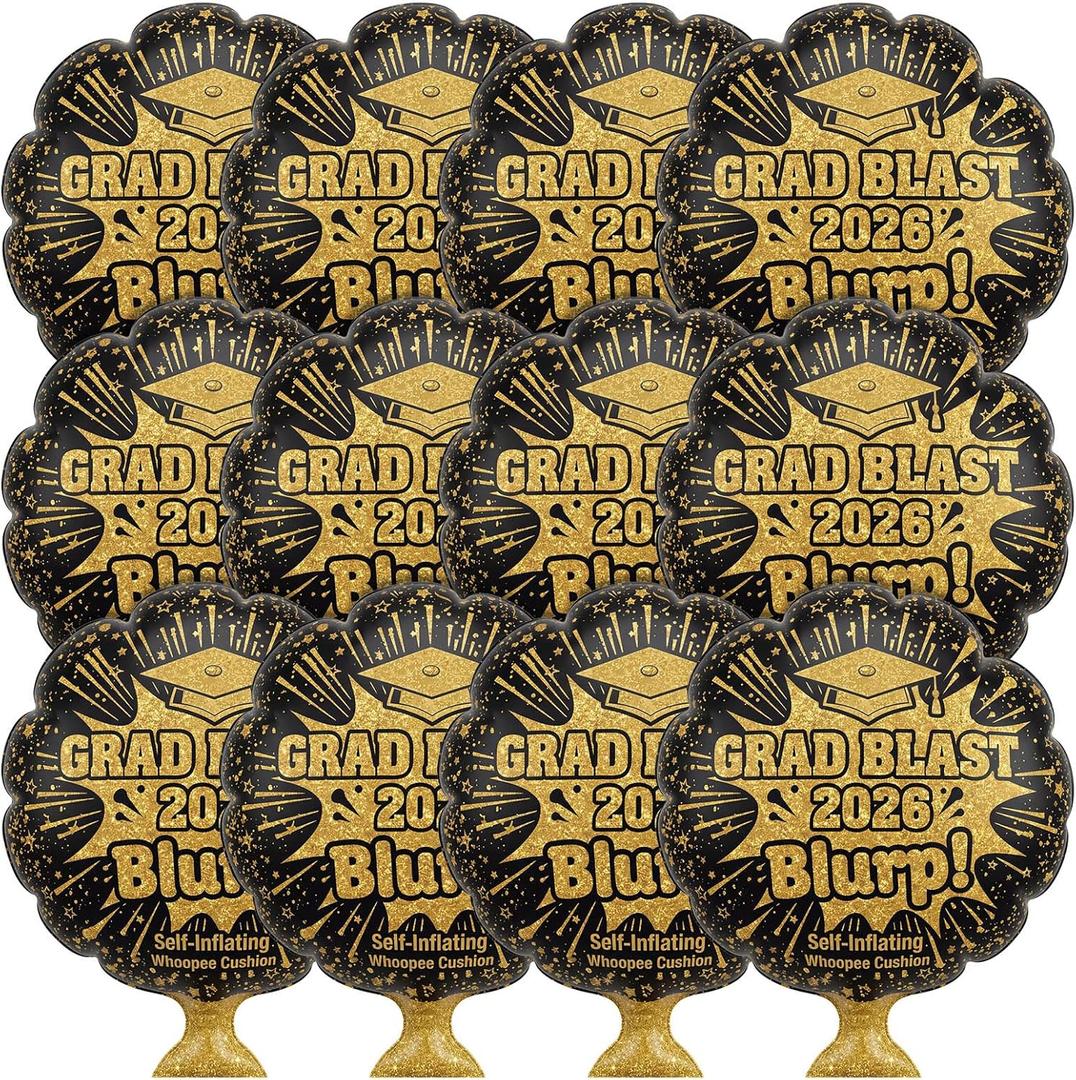 12 Pack Graduation Whoopee Cushion, Class of 2026 Funny Prank Toys for Graduation Party Favors, Gag Joke Gifts for College School Grad Party Supplies