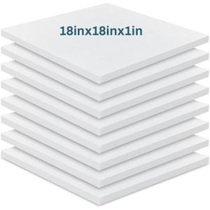 Frienda 8 Pack 1" x 18" x 18" Upholstery High Density Craft Foam