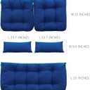 QILLOWAY Outdoor Wicker Cushion Set of 5 - Waterproof Fade Resistant Patio Furniture Cushions, Loveseat 2 U-Shape 2 Lumbar Pillows for Porch, Bench, Backyard, Garden, Navy Blue