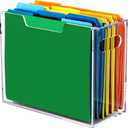 DINGHUO Acrylic File Organizer for Desk, Letter Size Hanging File Folder Holder with Handles, Clear Portable Storage Box for Office Home School -1 Pack