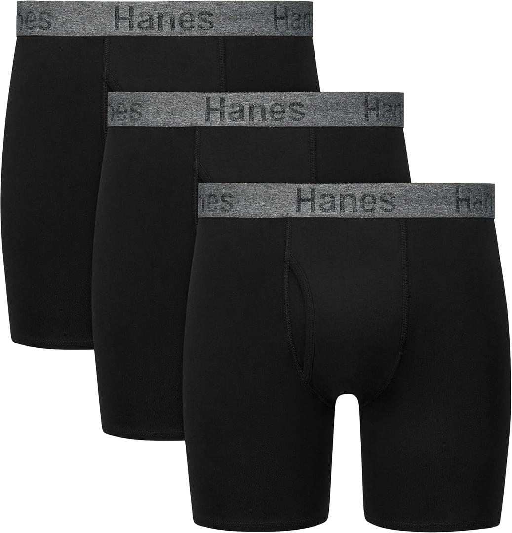 Hanes Men's Stay Dry Pouch Boxer Briefs, Performance Stretch Boxer Brief With Leak Protection, 3-pack (Black, S)