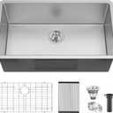 30 Inch Undermount Kitchen Sink, 30" x 16.5" x 8" Under Mount Brushed Nickel RV Laundry Utility Undermount 16 Gauge Stainless Steel 8 Deep Single Bowl Small Kitchen Laundry Narrow Sink