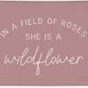 Girls Room Decor, Wildflower Nursery Decor, In a Field Full of Roses She Is a Wildflower Banner, Pink Linen Banner Flag Decor for Little Girl Baby Girl, Girls Room Wall Decor Canvas Banner