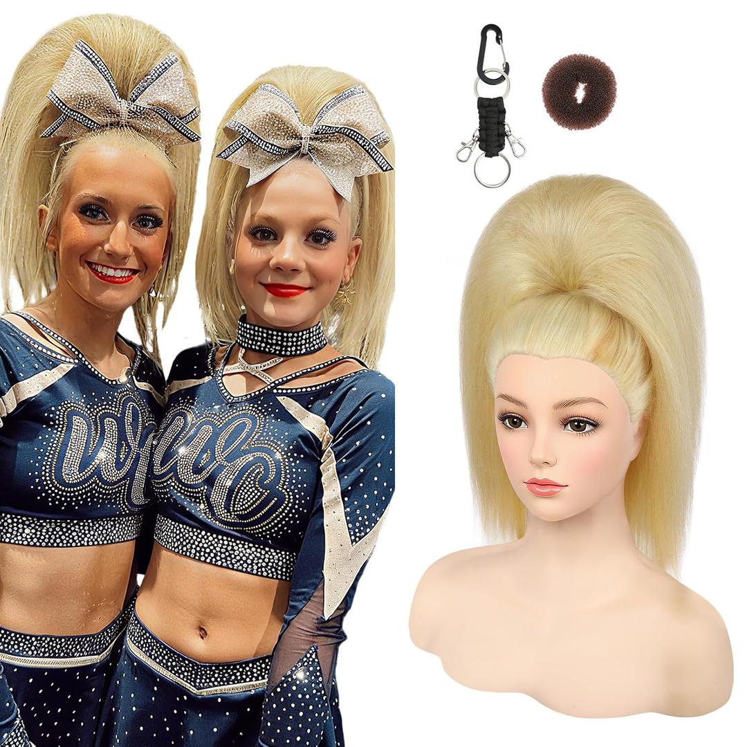 SEIKEA Cheer Ponytail Hair Piece, 100% Super Protein Fiber Straight Cheerleader Hairpiece Lightweight Silky Smooth Fluffy 18" Ponytail Extension for Cheerleader Competition, Dance Cream Blonde