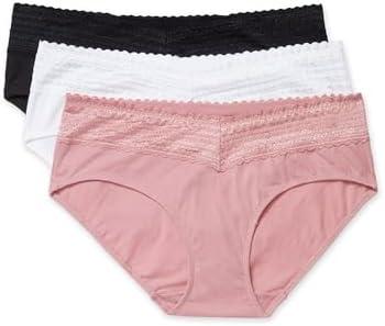 Warner's Women's Blissful Benefits Dig-Free Comfort Waist with Lace Cotton Hipster 3-Pack Ru2263w Size XL