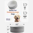 Elevated/Raised Dog Bowl Ceramic with Wood Stand for Medium Large Breed,Dog Food Water Dish Heavy Weighted,8 in Non Slip Modern Cute Porcelain Pet Bowl Extra Large Grey White