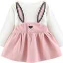 XFGLCK Toddler Kids Baby Girl Easter Outfit Long Sleeve Rabbit Style Dress Summer Clothes (2-3T, Pink)