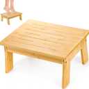 Tlence Wooden Step Stool for Adults, 6.5" Small Bamboo Foot Stool, 300 Lbs Non Slip One Stepping Stool, Short Bed Steps for High Beds and Office Desk