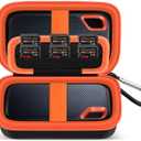Case Compatible with SanDisk Extreme Pro/for SanDisk Portable SSD 1TB 2TB 4TB 500GB/ for Crucial X10 X9 Pro External Solid State Drive, Travel Storage Bag for 2 SSD and SD Card -Orange (Box Only)