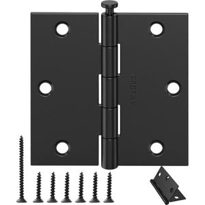12 Pack 3.5 Inch Matte Black Door Hinges, Interior Door Hinges with Square Corner, 3 1/2" Residential Standard Black Hinges for Doors