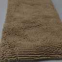 LOCHAS Luxury Bathroom Rug Shaggy Bath Mat 24 x 60 Inch, Washable Non Slip Bath Rugs for Bathroom Shower, Soft Plush Chenille Absorbent Carpets Mats, Beige