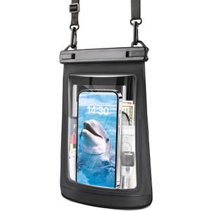 Waterproof Phone Pouch for iPhone 16 15 14 11 Pro Max & Galaxy S24 S21 - Floating Large Capacity Dry Bag Stores Sunscreen, Sunglasses - Oversized Waterproof Bag for Beach, Swimming, Kayaking (Black)