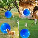 Horse Herding Ball Toy for Dogs with Ears, 16 ft Retractable Dog Leash, Hand Pump and 2 Repair Tapes, Anti-Burst Training Soccer Mega 27” Blue Heelers Pet Play Ball for Dog Equine Shepherd Goat