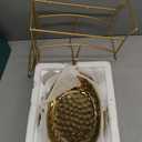 3 Tier Ceramic Fruit Bowl for Kitchen Counter with Metal Rack, Fruit Basket with Stand, Porcelain Bowls for Vegetable Bread Candy Snack Nuts Dessert Cake Tray (Gold 3 Layer)